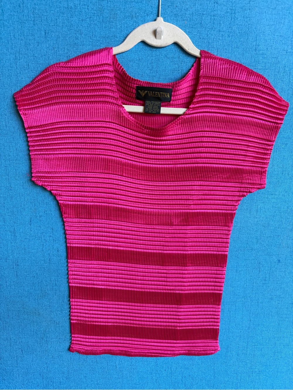 Vintage Valentina Fuchsia Whimsygoth Crinkle Popcorn Top